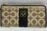 COACH Julia Khaki Brown Op Art Slim Zip Wallet Photo 0