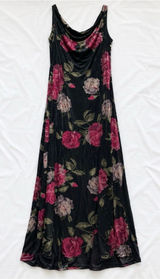 Jeffrey & Dara Vintage Velvet Black Rose Maxi Dress Women 12 Photo 0
