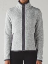 Lululemon Its Fleecing Cold Zip Up Heathered White/Dark Carbon size 8 Photo 0