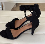Style & Co Paycee Black Faux Suede‎ Kitten Heel Ankle Strap Sandals Womens 5M Photo 0