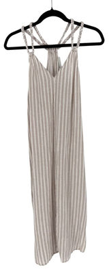 Rachel Ashwell Linen Blend‎ S, Striped Braided Racerback Midi Dress Boho Beach Photo 0