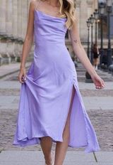 Petal & Pup Princeton Lilac Purple Princeton Satin Midi Dress 6 Feminine Drape Photo 0