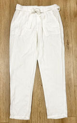 Soho Street New York & Company White Linen Blend Tie Waist Tapered Pants Small Photo 0