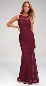Lulus Music of‎ the Heart Lace Maxi Dress in Burgundy Size Small Photo 0