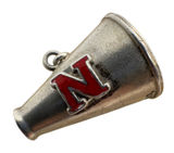 Vintage Sterling Silver Nebraska Megaphone Charm Red Enamel‎ N Husker Cheer 5.8g Photo 0