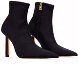 Good American Booties Size 5.5 High Kickstand Black Pointed Toe Neoprene Boot‎ Photo 0