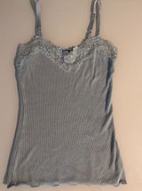 Y2K Vintage Sz PXS Gray Banana Republic Lace Trim Form-fitting Cami ribbed Photo 0