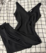 Black silk midi dress Photo 0