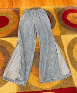 Aerie Blue Gauze High Waisted Wide Leg Pants Flowy Side Slits Coverup Size Small Photo 0