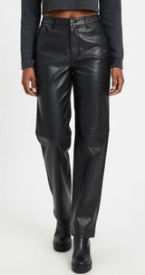 Abercrombie & Fitch‎ Black 90s Relaxed High-Rise Curvy Love Faux Leather Pant 18 Photo 0
