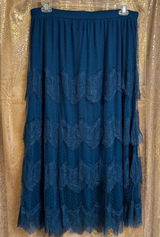 Soft‎ Surroundings Frederica Lace Maxi Skirt Dark Teal Blue Large NWT Photo 0