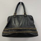 Tory Burch Top Handle Satchel in Black Leather w/ Gold-tone Chain - Preowned Photo 0