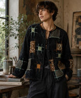Alex Kin Vintage Patchwork‎ Animal Print Jacket Black Missy Large Art to Wear Photo 0