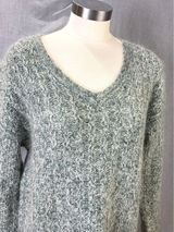 Vintage 90s All Points Green Marled Silk Blend Textured V Neck Sweater M Photo 0