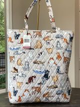 Vera Bradley A Cat’s Life Cream Quilted Large North South Tote Photo 0