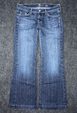 7 For All Mankind Dojo Low Rise Trouser Flare Leg Jeans 28 (30x30) USA Made flaw Photo 0
