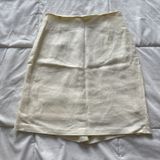 Vintage Mini‎ Skirt Ivory Womens 8 Linen Blend Quiet Luxury Made USA Minimalist Photo 0