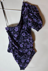 Intimately Free‎ People One Shoulder Floral Bodysuit Purple Size Medium Photo 0