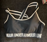 Under Armour Black and White Cross-Back Sports Bra Photo 0