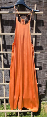 NEW ZARA Maxi Dress Satin Burnt Orange size S Photo 0