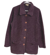 Territory Ahead‎ Lagenlook Textured Knit Jacket Plum Button Front Art Teacher M Photo 0