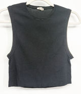 Free People Womens Intimately Ball Chain Trim Edgy Boho Ribbed Crop Top Black M Photo 0