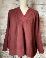 Anthropologie Womens Sweater V Neck‎ Boxy Dolman Rust Size S Photo 0