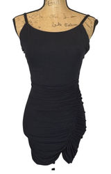 Lovers + Friends Black Ruched Bodycon Mini Dress Tulip Hem Clubwear Size Small‎ Photo 0