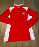 Majestic Vintage women’s Nebraska Huskers fleece pullover quarter zip sweatshirt Large Photo 0