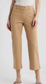 Hue Kick Flare Stretch Cotton Pull-On Pants, Tannin, Size Medium, NWT Photo 0