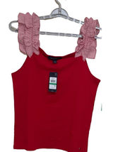 Tommy Hilfiger Women's Ruffle Strap Tank Red Top Size L Photo 0