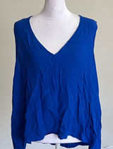 Madewell Womens XL Cobalt Blue V-Neck Sleeveless Blouse‎ High Low Hem G5415 Photo 0