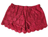 Umgee Women Shorts Red‎ Floral Lace Scalloped Hem Shorts, L Photo 0