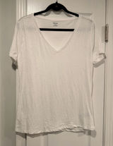 NWOT Madewell Size M White V Neck Short Sleeve Lightweight Slub Cotton Top Photo 0