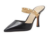 *Vince Camuto Ashna Heels Womens Size 7 Black Leather Gold Chain Slingback NWOB Photo 0