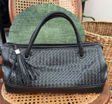 Vintage 80s/90s Aspects by Lisette Black Basketweave East West Doctor’s Bag Photo 0