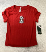 Wild Fable‎ Red Ribbed Christmas Kitten Pajama Top Santa Cat Graphic Shirt Small Photo 0
