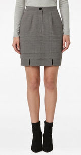 ESCADA Vintage VIRGIN WOOL SILK Blend High Waist Tiered Plaid Check Mini Skirt 6 Photo 0