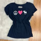 Y2k Abercrombie Peace Love Moose graphic tee navy Photo 0