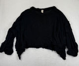 We The Free Free People Black Cotton Cropped Oversized Knit Sweater‎ Large Photo 0