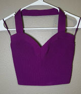 Aritzia Babaton Purple Ribbed Sculpt Knit Cropped Halter Top Women’s Size Small Photo 0