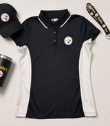 NFL Pittsburgh Steelers Polo Shirt‎ Women's Team Apparel Medium Black White Photo 0