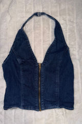 Zip Up Denim Halter Photo 0
