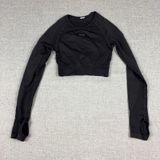 Gymshark Shirt Womens Small Black Cropped Long Sleeve Thumbhole Athletic Top Photo 0