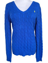 Vtg y2k Ralph Lauren Sport Cable Knit Sweater Sz L Preppy Bright‎ Twee Academia Photo 0