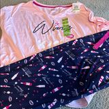 BE Yourself Sleepwear wine motif Pink and Navy Pajama Set Photo 0