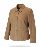 Coldwater Creek Women's L 100% Leather Suede Jacket Tan Western Jean Jacket Photo 0