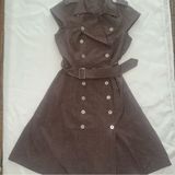 Calvin Klein Sleeveless Trench Dress – Brown Belted Double Breasted A-Line Photo 0