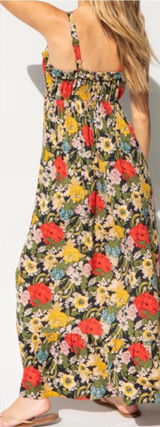 Natural Life Elizabeth Maxi Dress Black Red Poppy Floral Bohemian Hippie Boho Photo 0