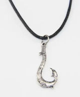 Disney's Moana Princess Fish Hook Pendant‎ Necklace Silvertone Black Cord 18 in Photo 0